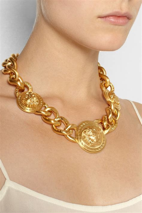 real gold versace medusa chain|versace gold necklace.